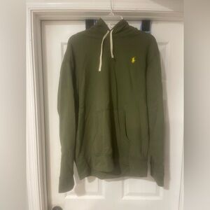 Polo by Ralph Lauren Olive Green Hooded Sweatshirt with Yellow Pony